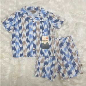 🆕 BearPaw Kids Blue and Brown Pattern Set 18M Boys Summer